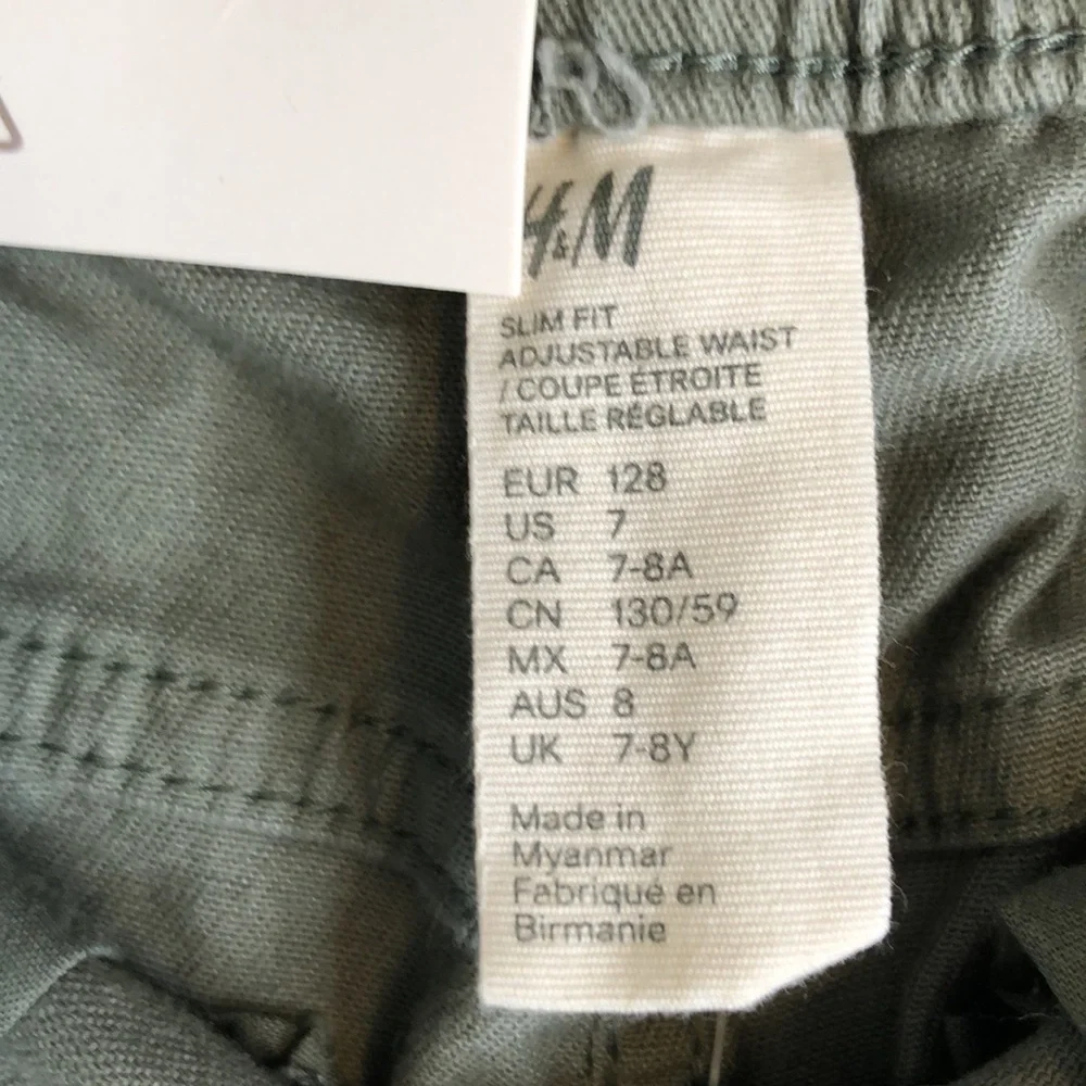 H&M Boys Plaid Shirt Long Sleeve Button / Olive Green Pullover Pants Size 7